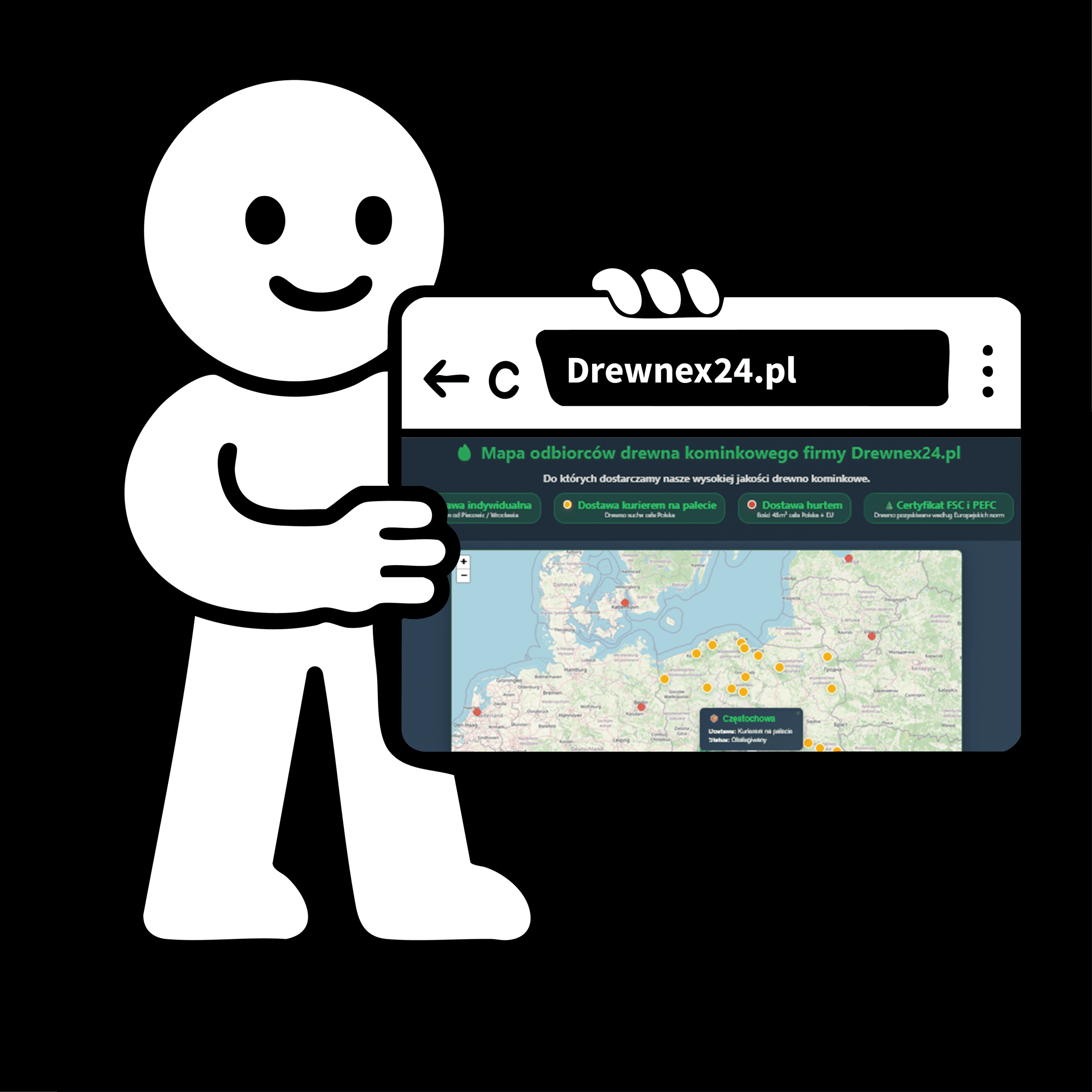 Mapa odbiorców — Drewnex24